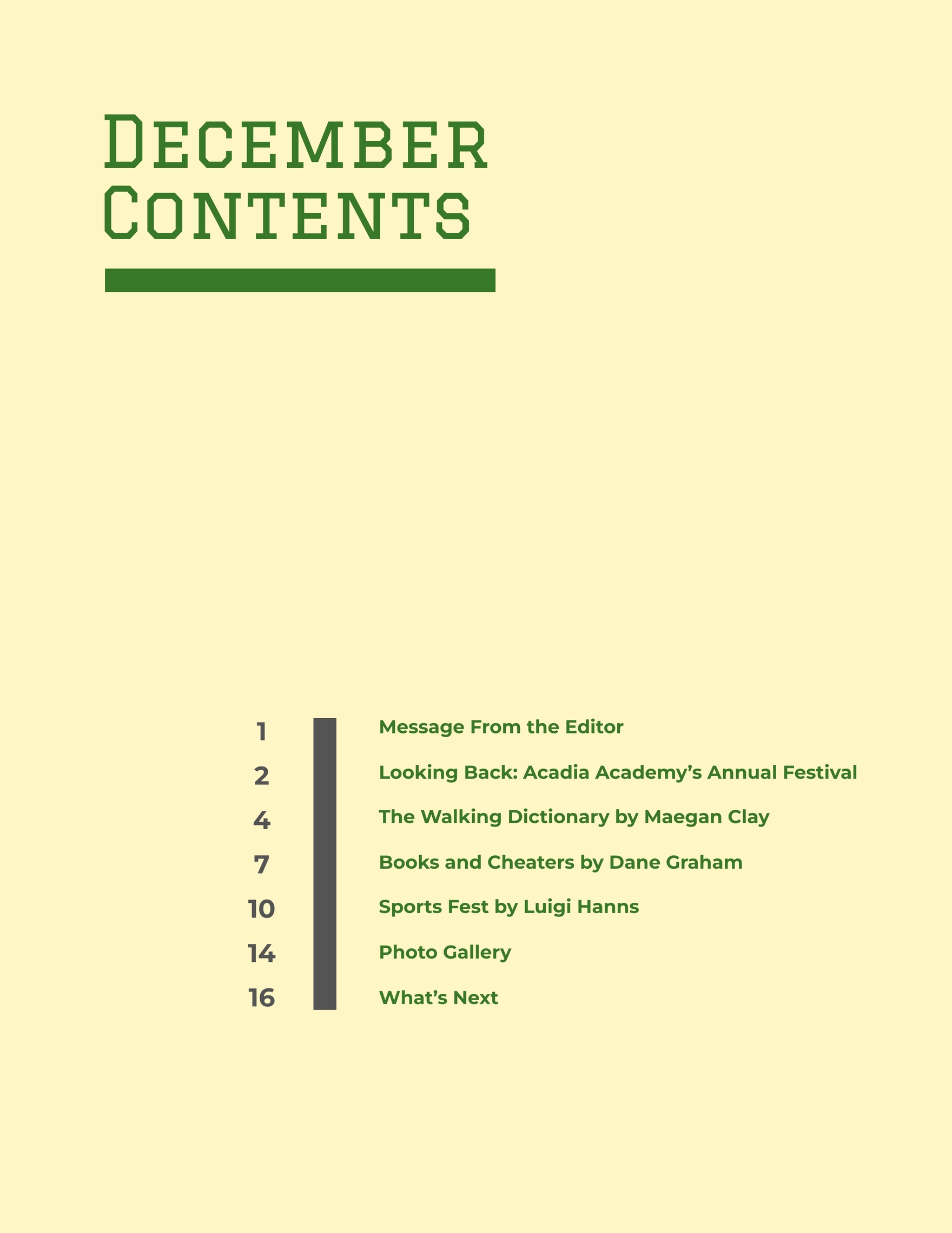 Table Of Contents Page Design