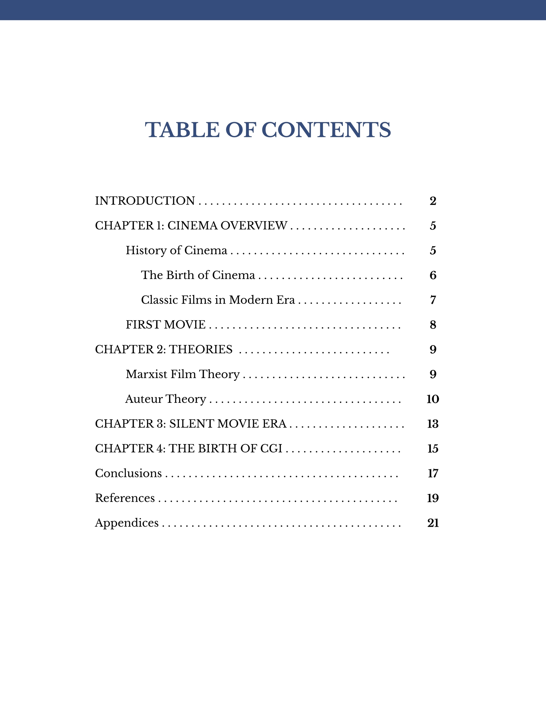 Free Apa Table Of Contents Template