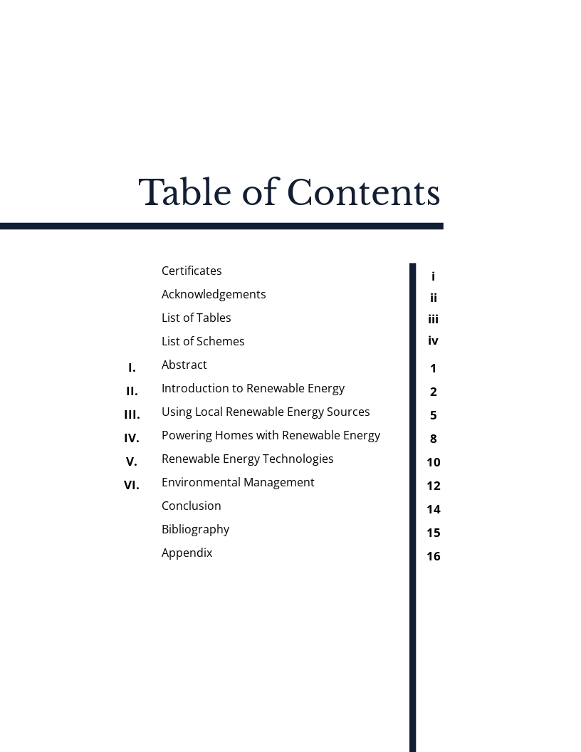 Free Seminar Table Of Contents Template