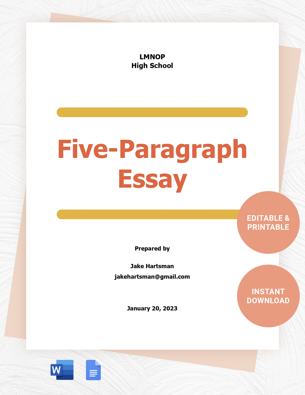 5-Paragraph Essay Writing Template