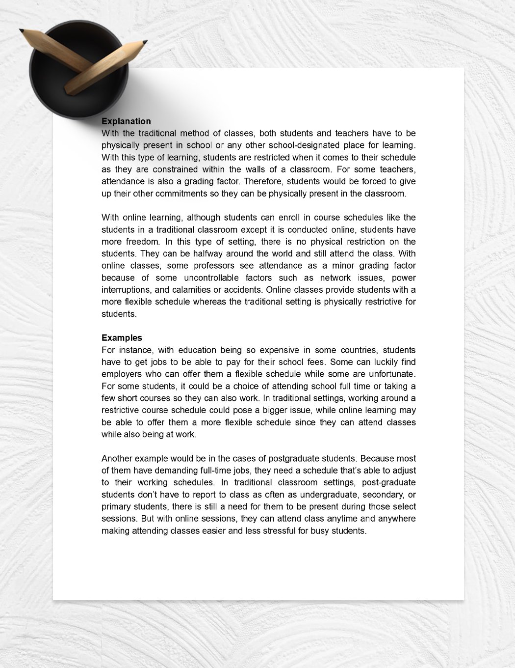 Compare and Contrast Essay Template