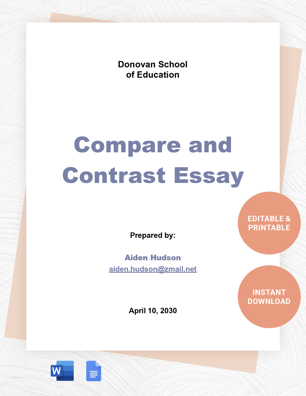 compare and contrast essay template word