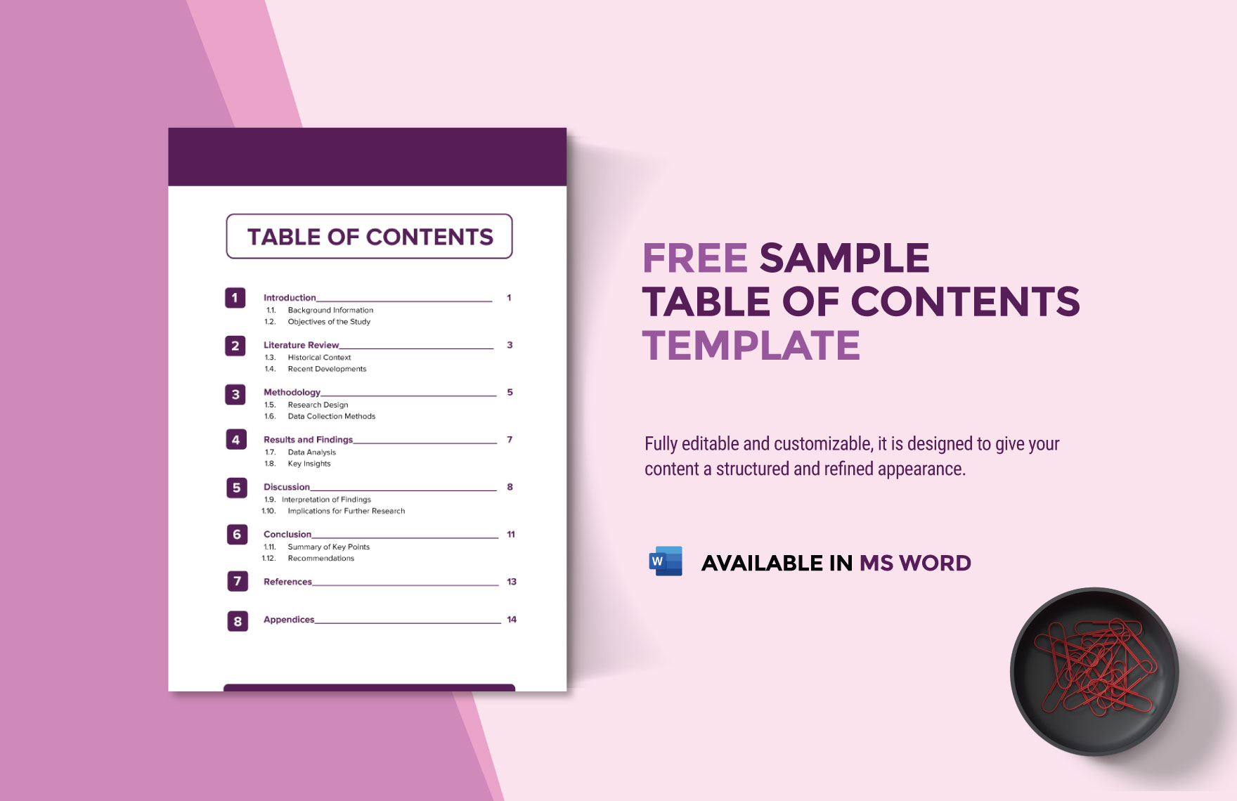 Free Sample Table Of Contents Template - Download in Word, Google Docs ...