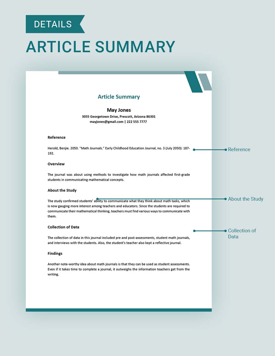 research article summary template