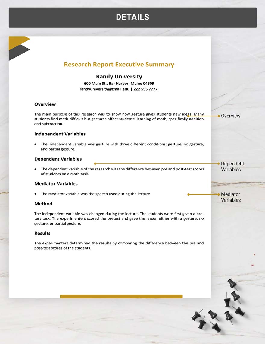 Research Report Executive Summary Template