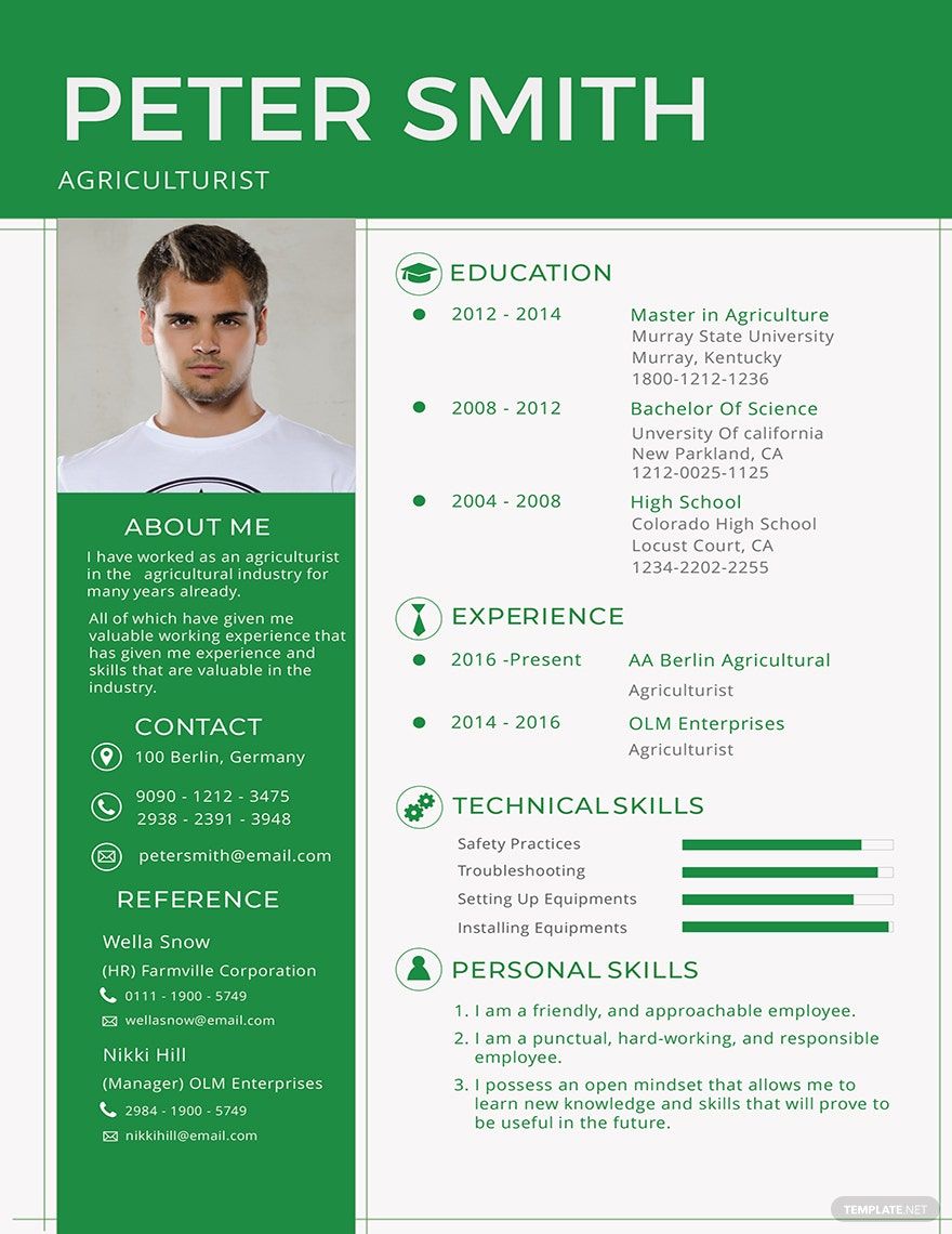 Agriculturist Resume