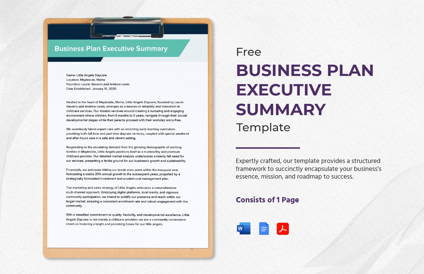 Business Plan Executive Summary Template in Word, Google Docs, PDF