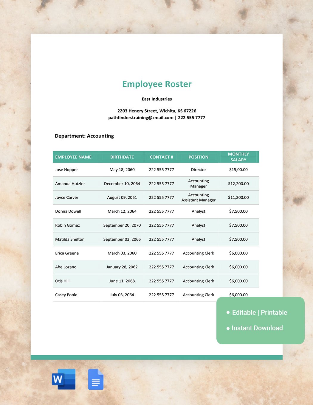  Employee Roster Schedule Template Printable Templates Free