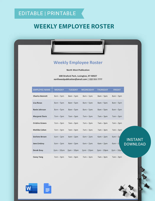 Weekly Cleaning Roster Template - Download in Word, Google Docs ...