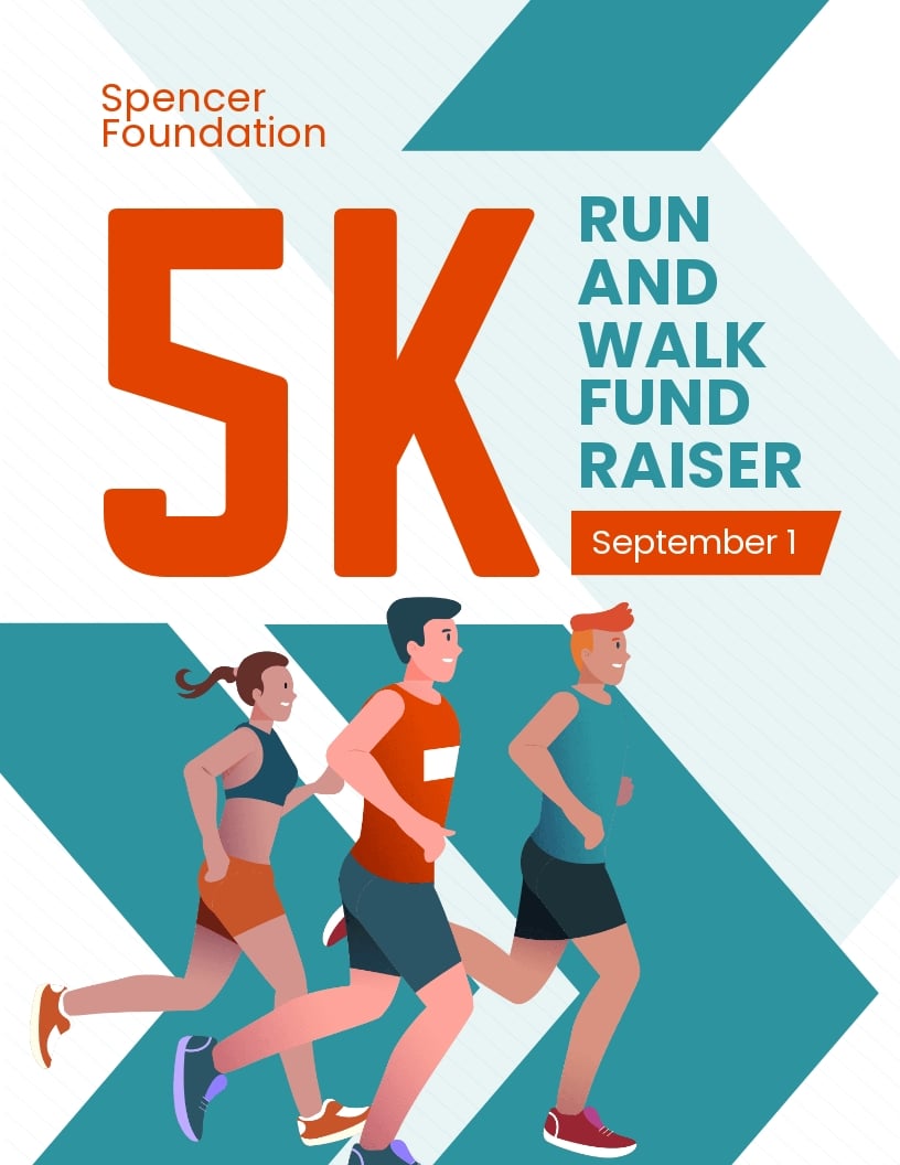 5k Run And Walk Fundraising Flyer Template