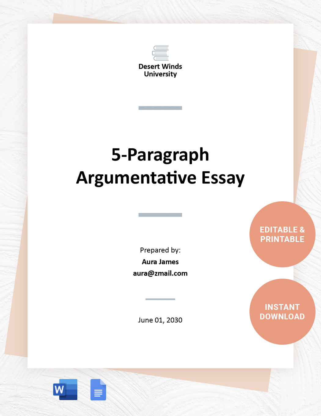 5-Paragraph Argumentative Essay Template