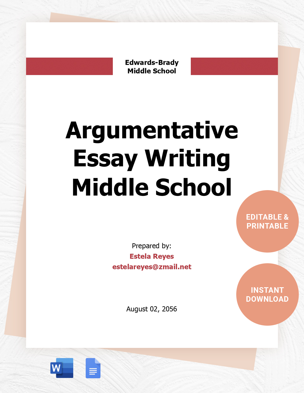 Argumentative Essay Writing Middle School Template