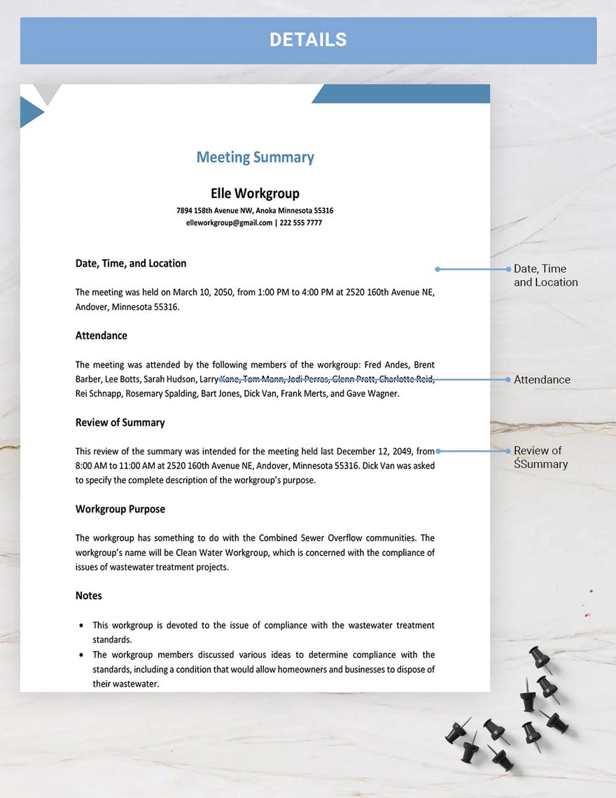 Meeting Summary Template