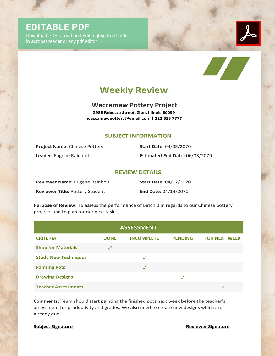 Weekly Review Template Download in Word, Google Docs