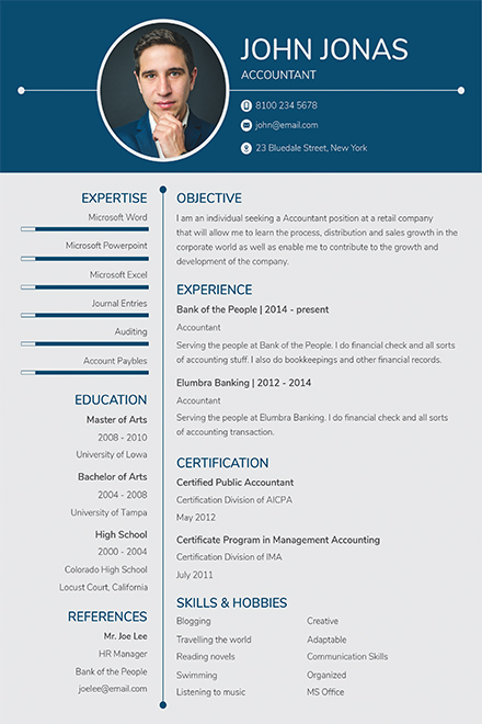 Free Banking Resume and CV Template in Adobe Photoshop, Microsoft Word, Microsoft Publisher ...