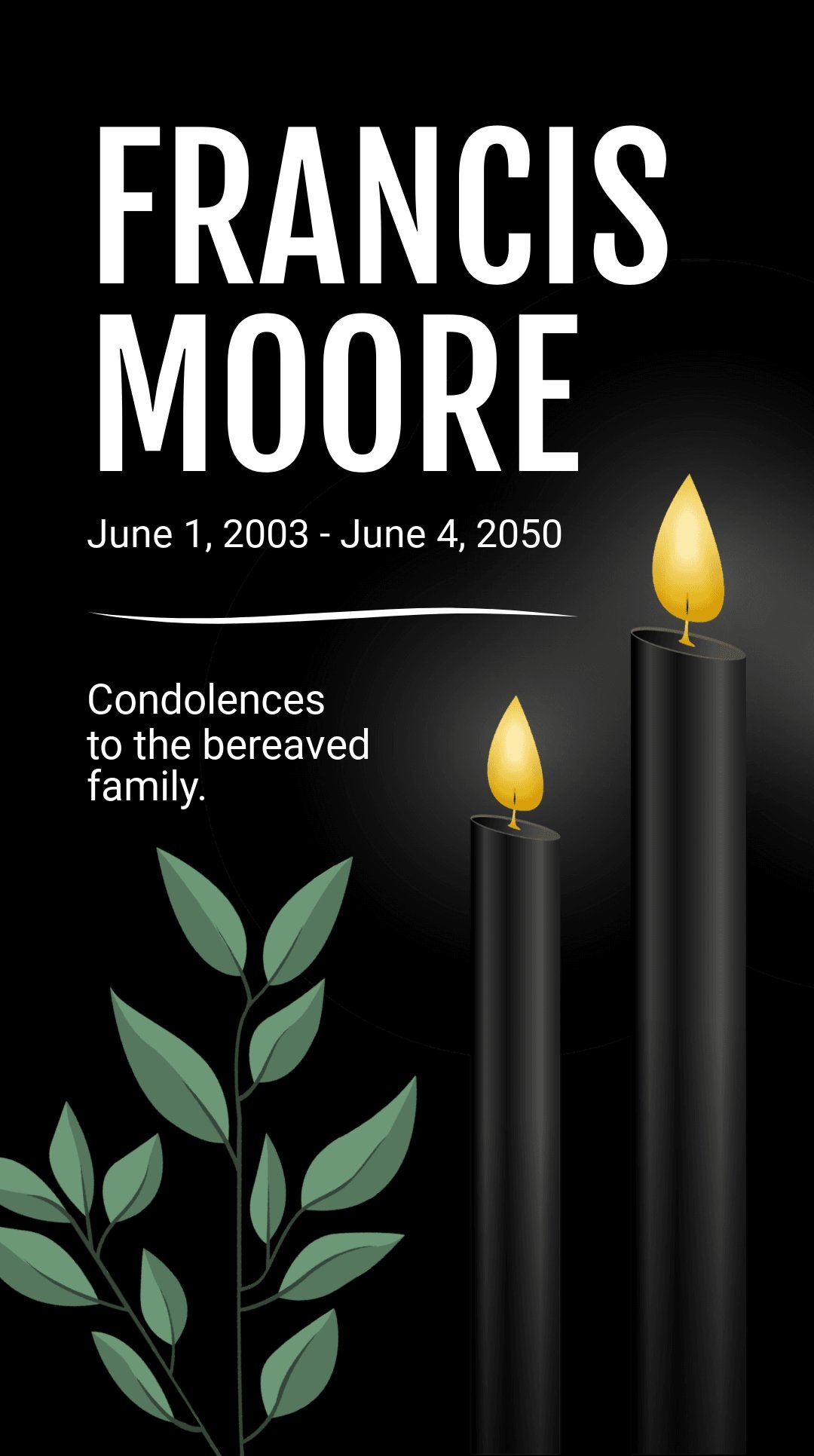 Free Condolence Instagram Story Template