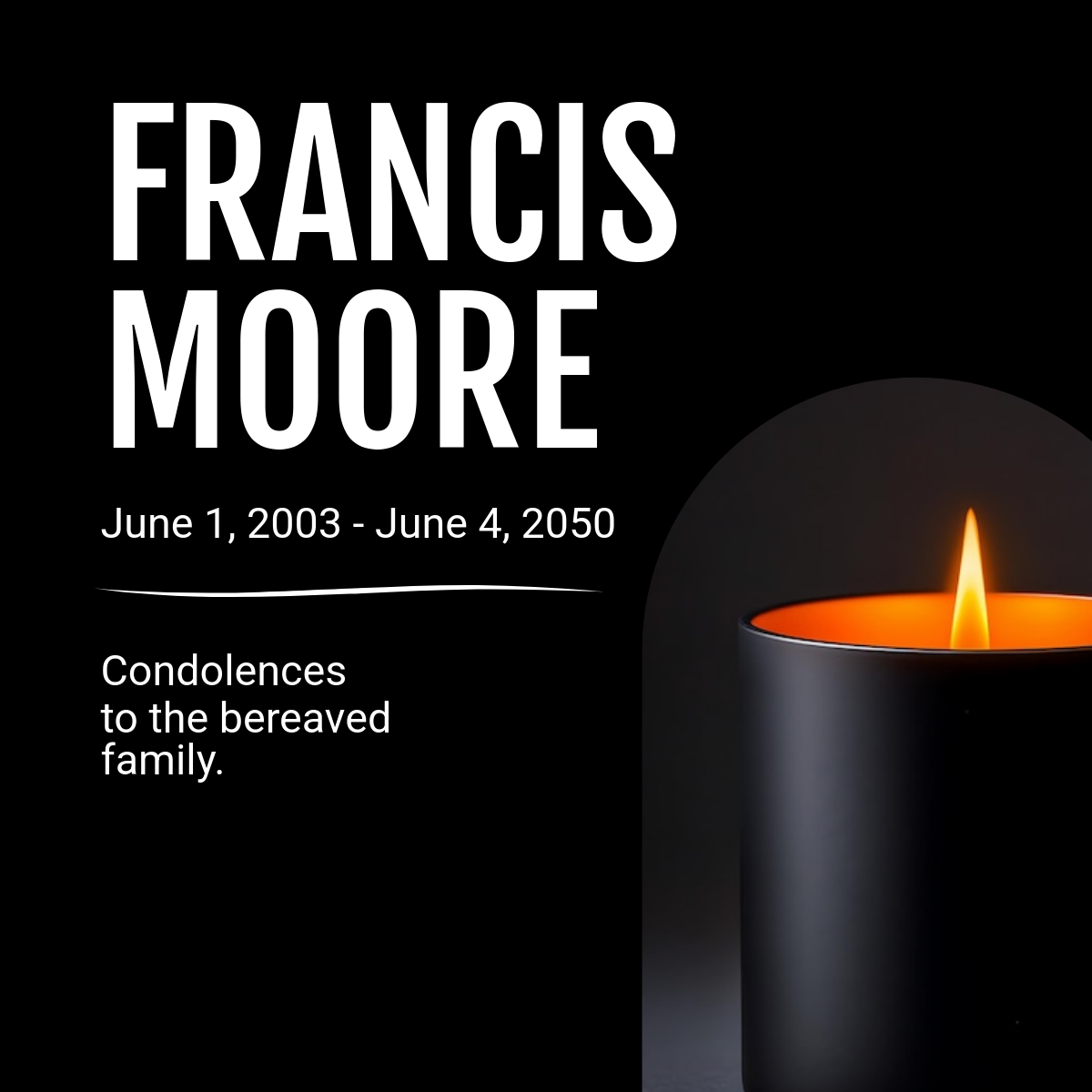 Free Condolence Linkedin Post Template