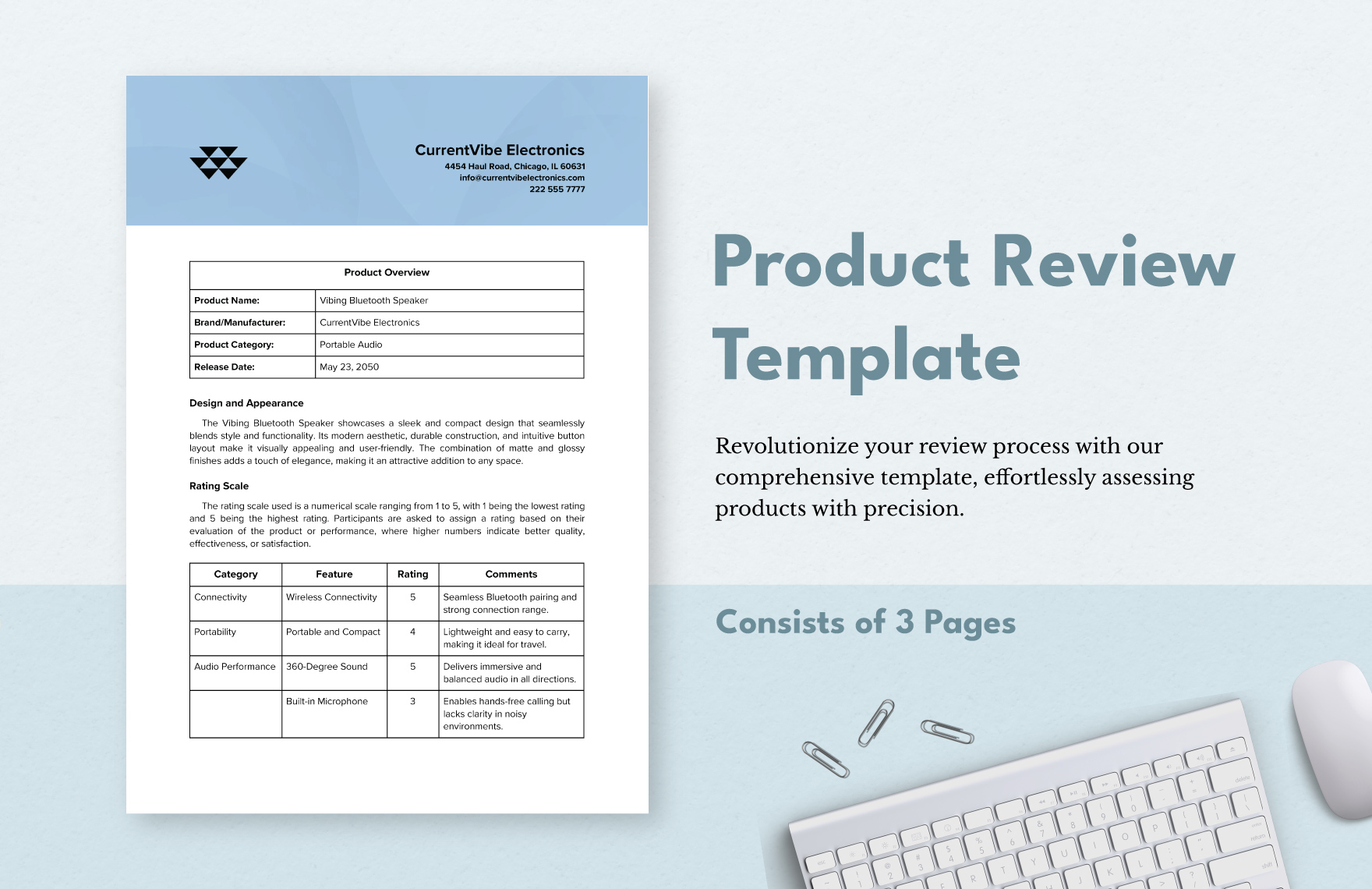 Product Review Template in MS Word, Portable Documents, GDocsLink