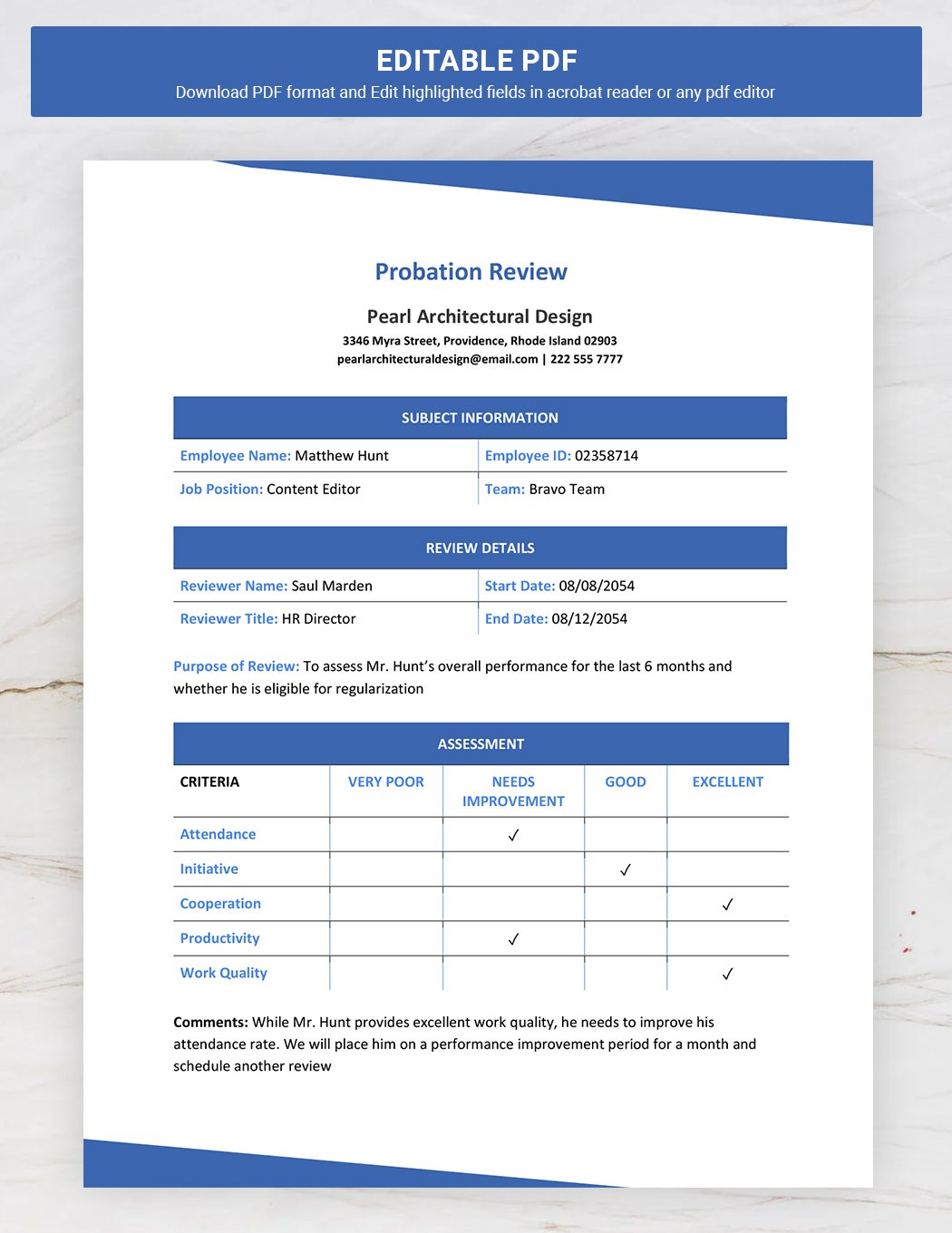 Probation Review Template