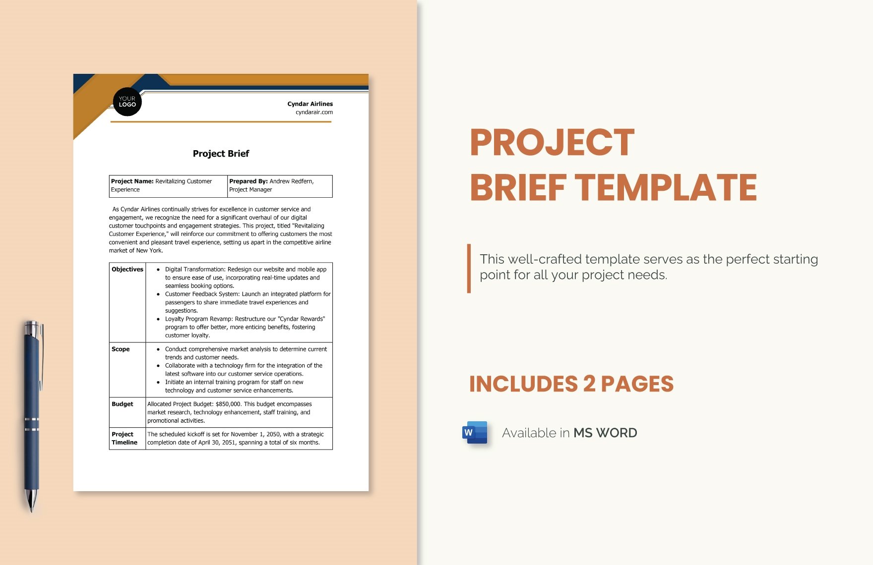 Project Brief Template in Word