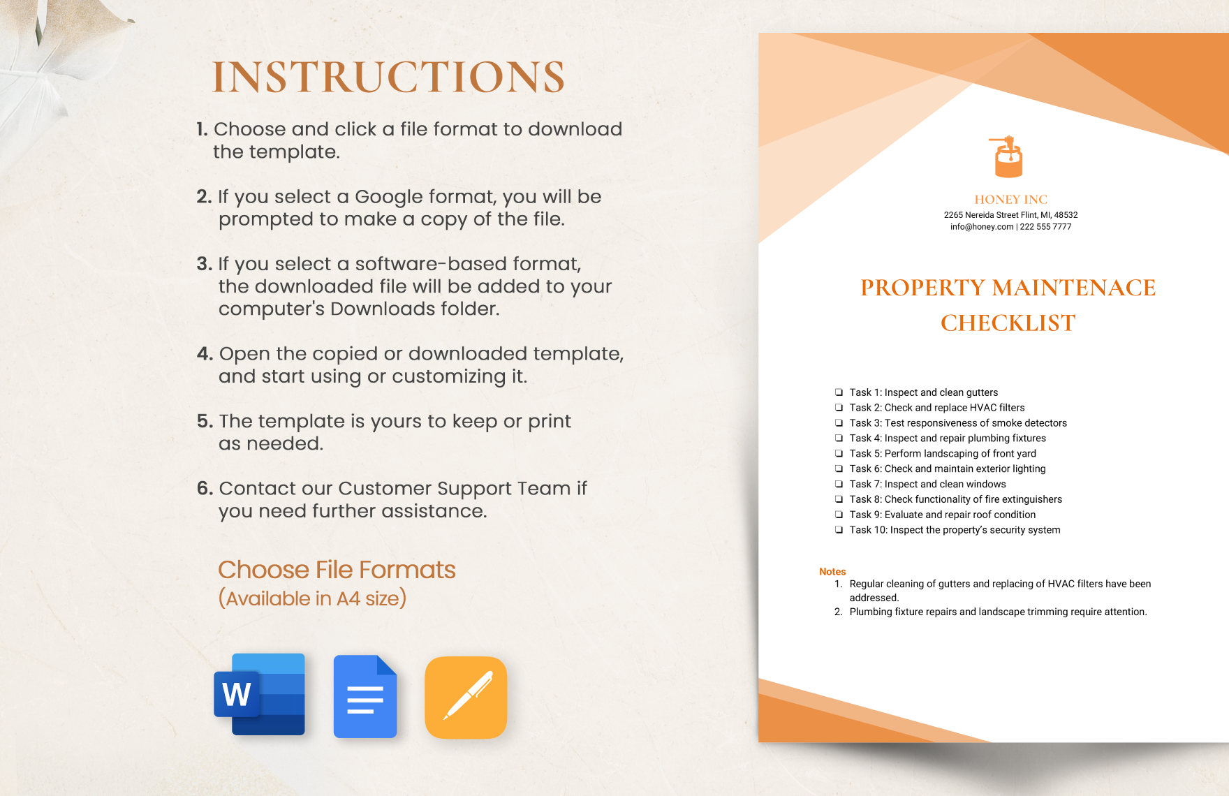Property Maintenance Checklist Template