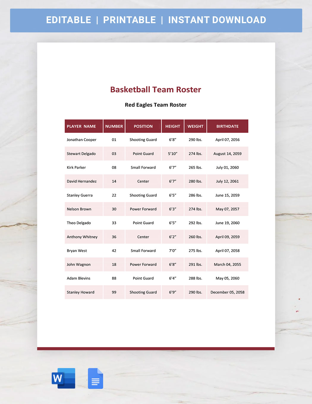 Student Roster Template In Google Docs Word PDF Download Template Student Roster Template In Google Docs Word PDF Download Template