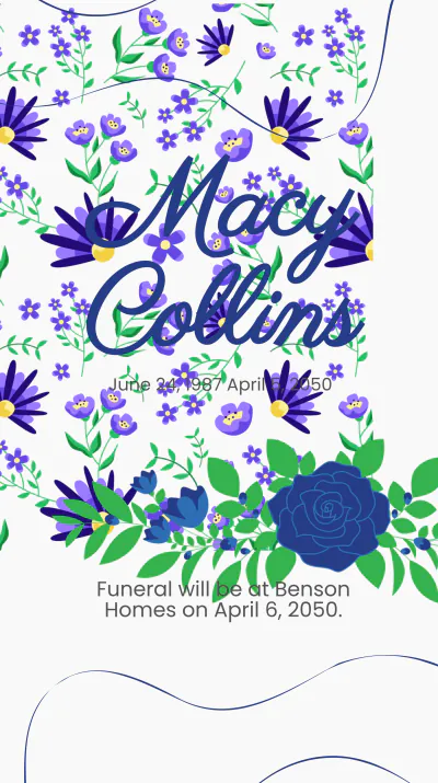 Free Funeral Event Instagram Story Template to Edit Online