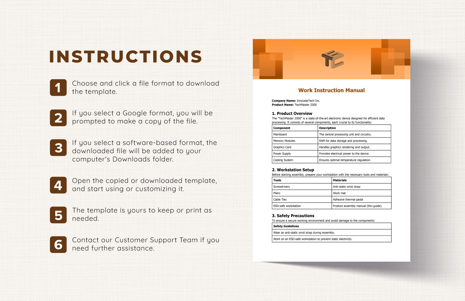 Work Instruction Manual Template