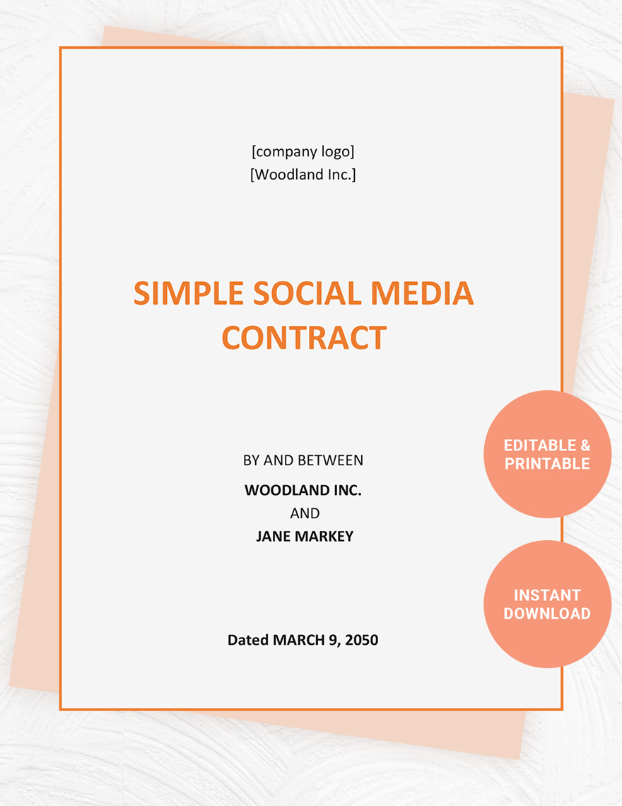 Free Simple Social Media Contract Template
