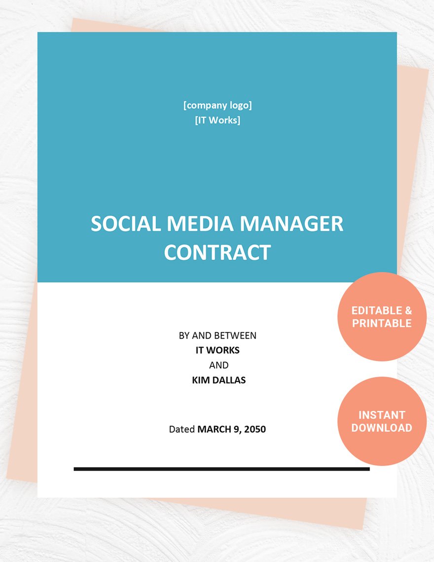 Free Social Media Manager Contract Sample Google Docs, Word