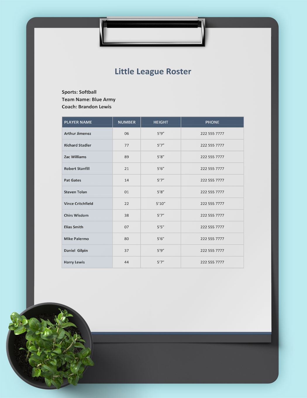 Little League Roster Template Download In Word Google Docs Template