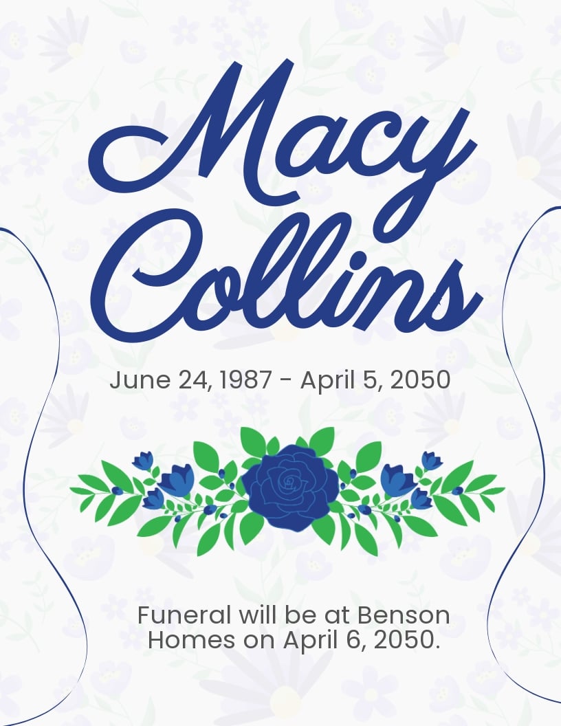 Funeral Event Flyer Template in Word, Google Docs, Publisher