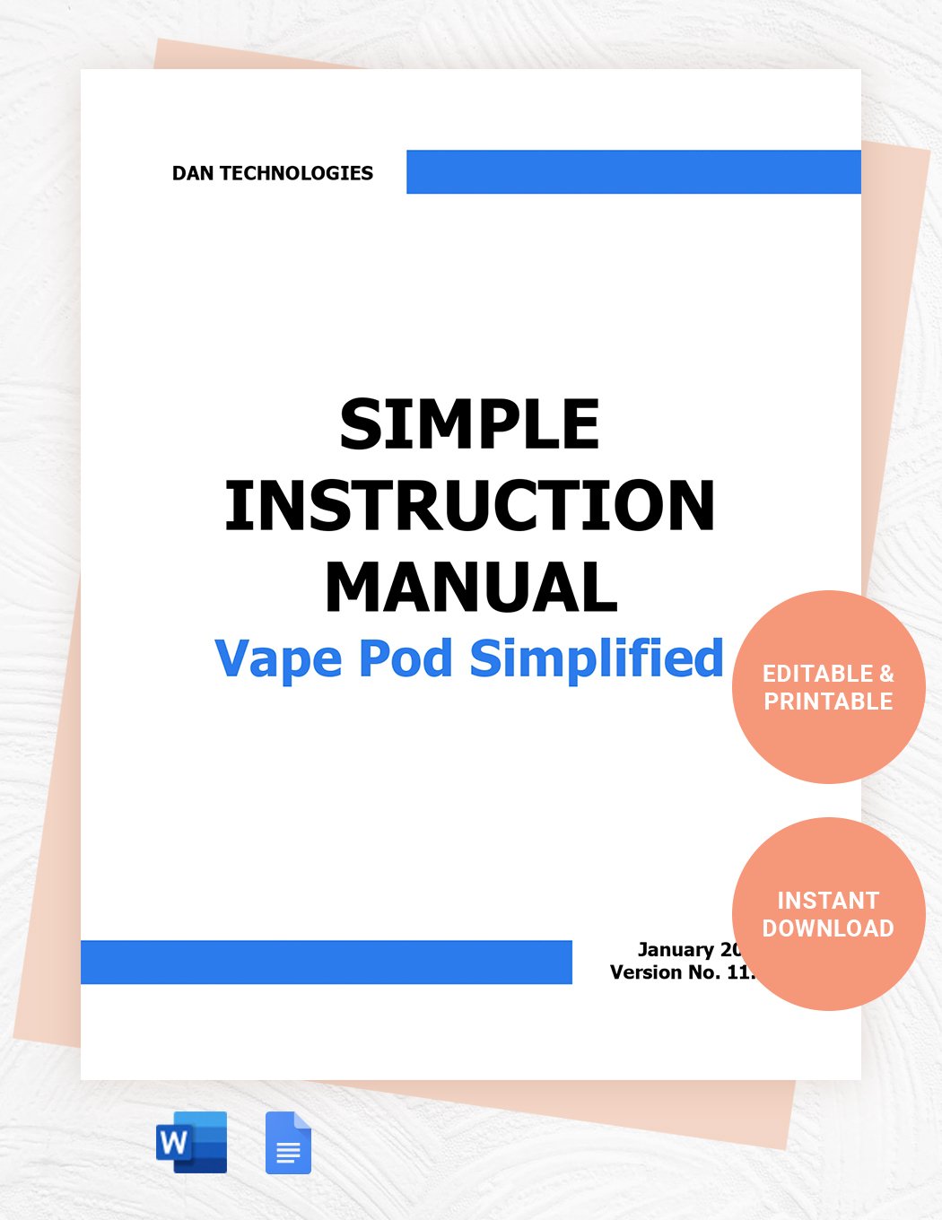 Simple Instruction Manual Template Download in Word, Google Docs