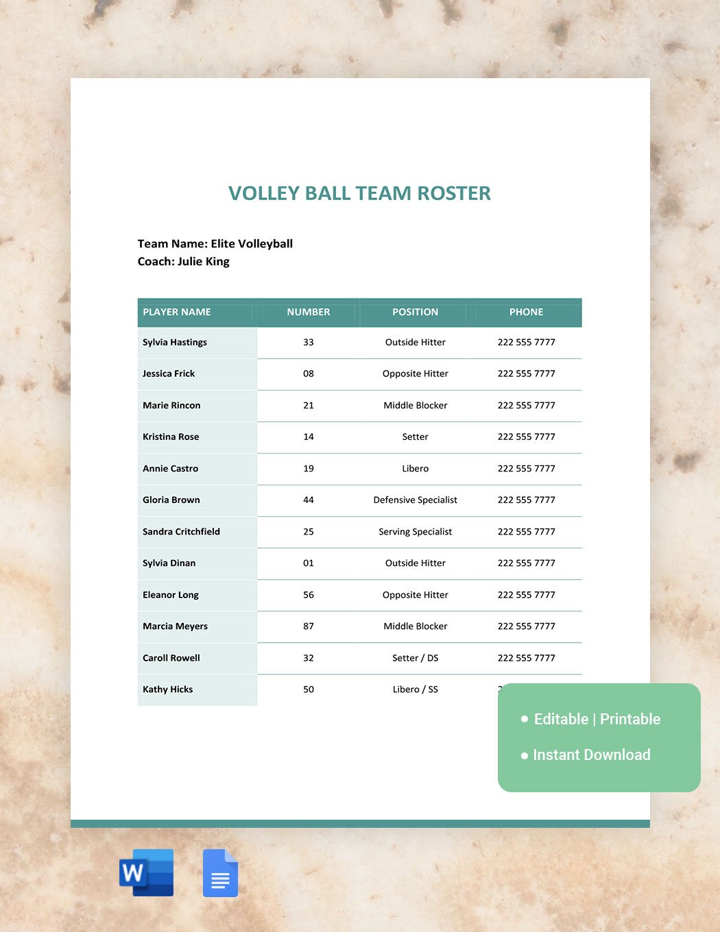 Volley Ball Template - Download in Word, Google Docs | Template.net
