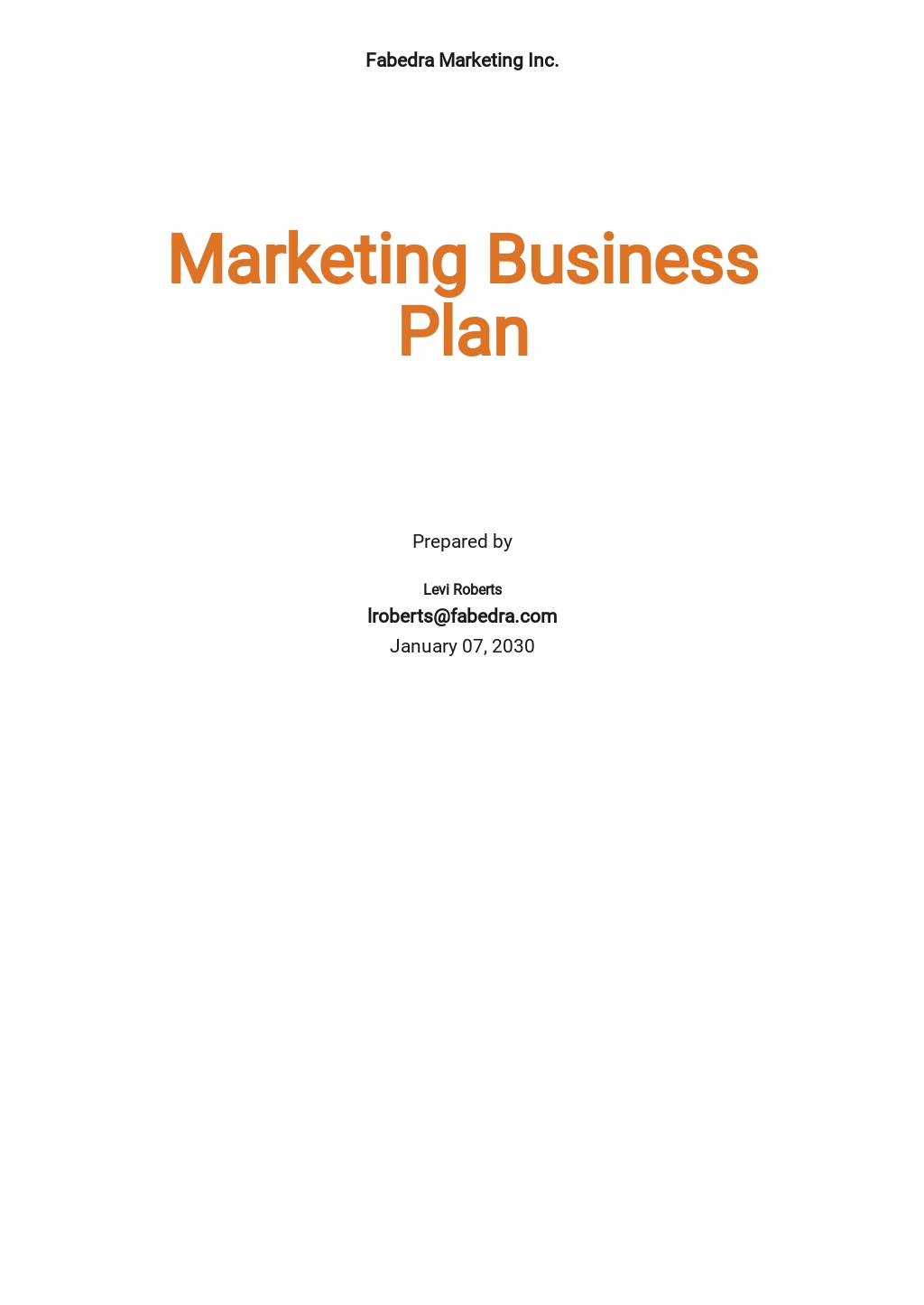 Business Plan Google Docs Template