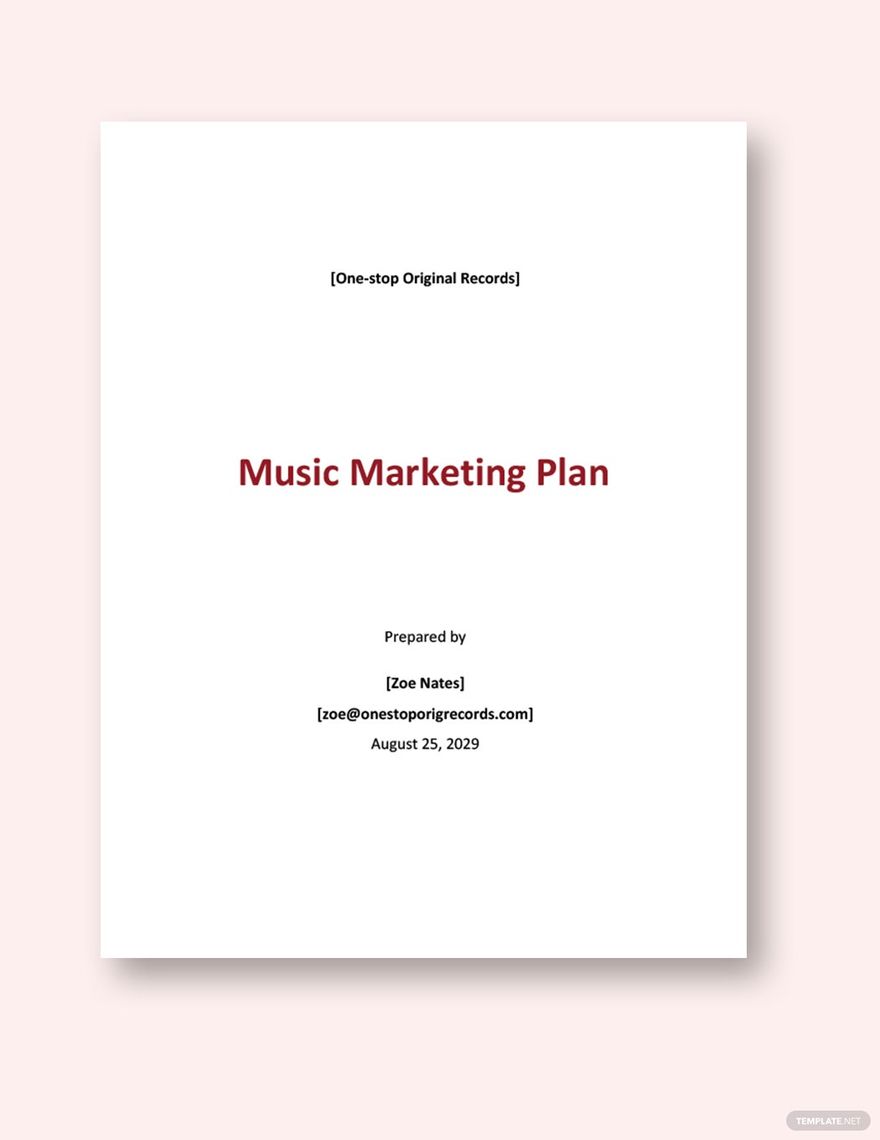 Music Marketing Plan Template