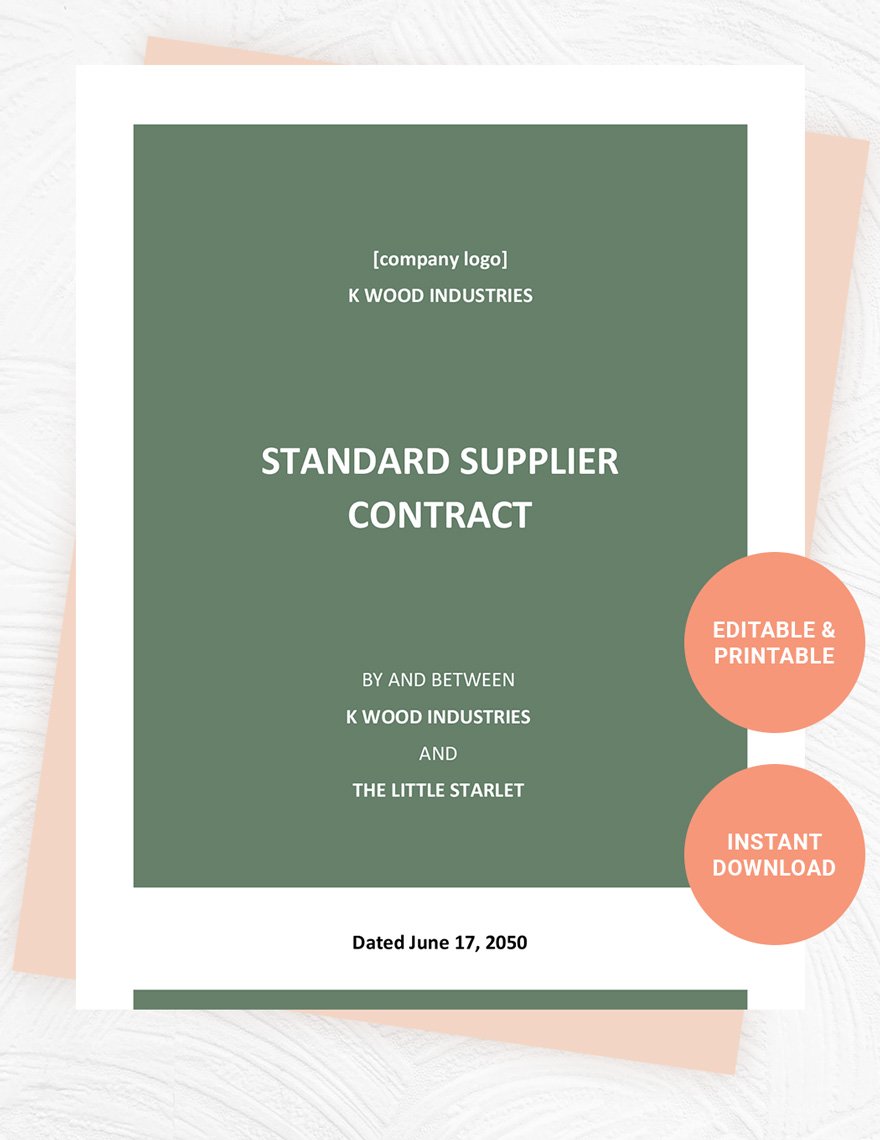 Standard Supplier Contract Template