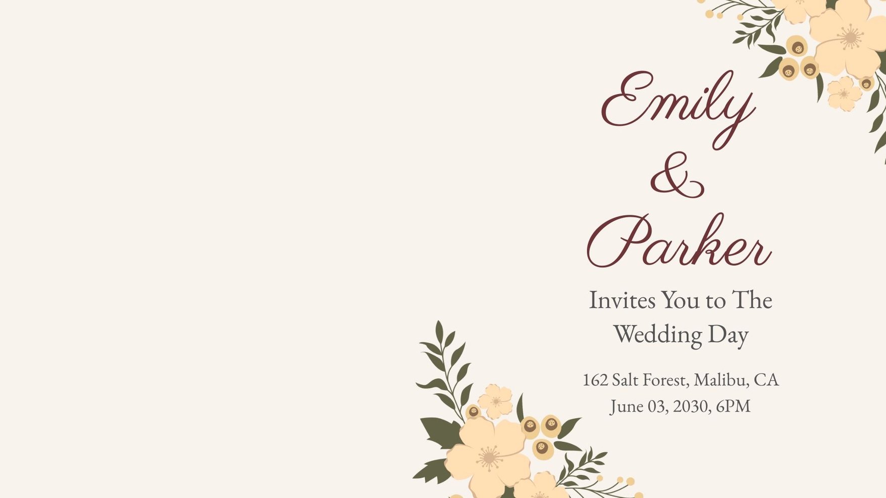 Free Floral Wedding Invitation Video Template
