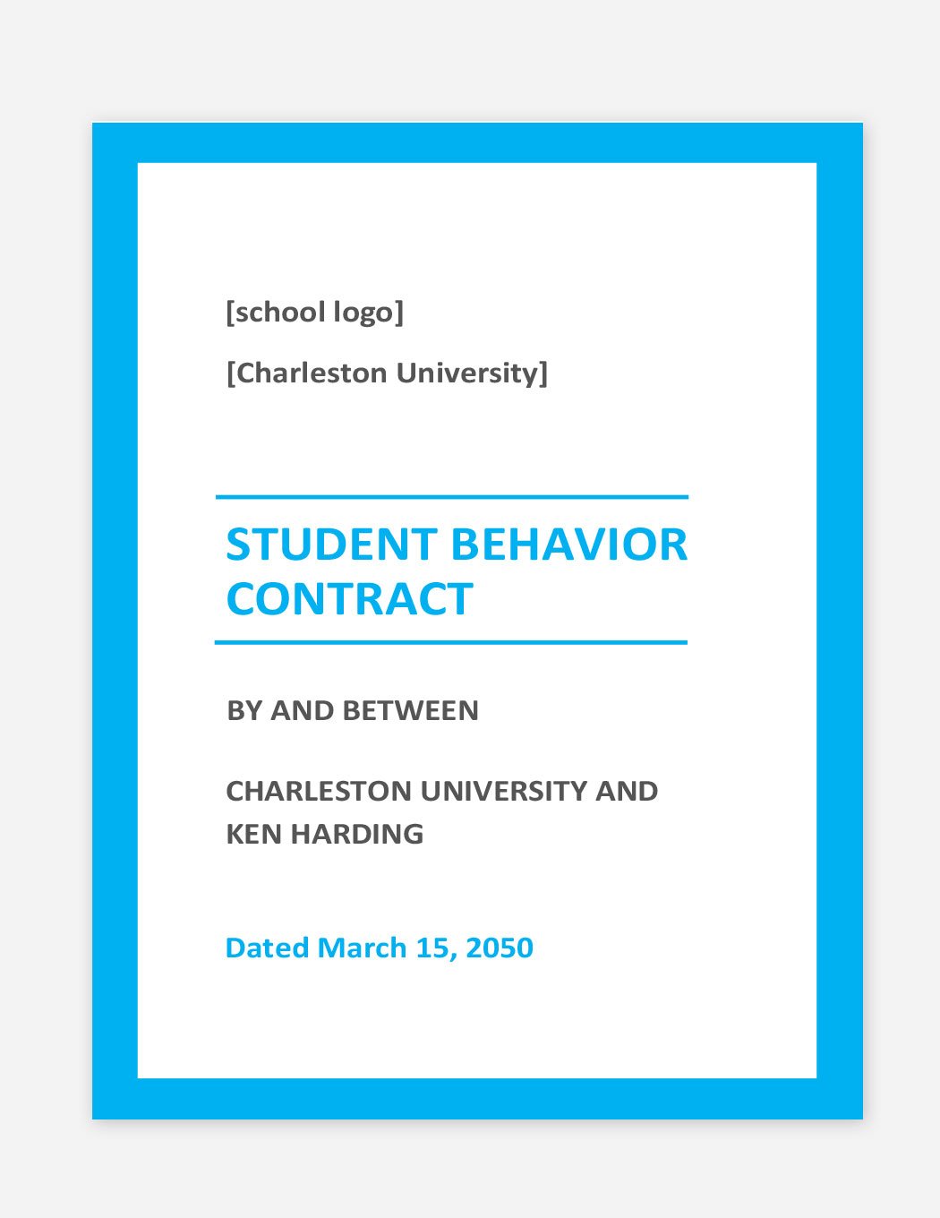 Editable Student Behavior Contract Template