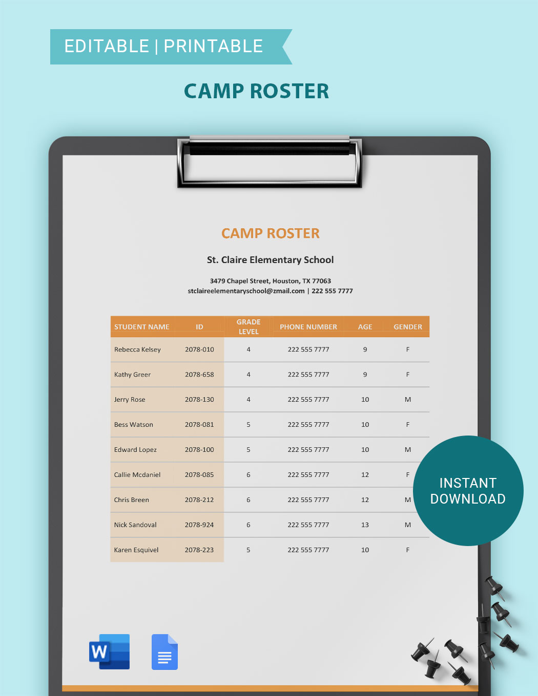 Roster Templates In Word FREE Download Template