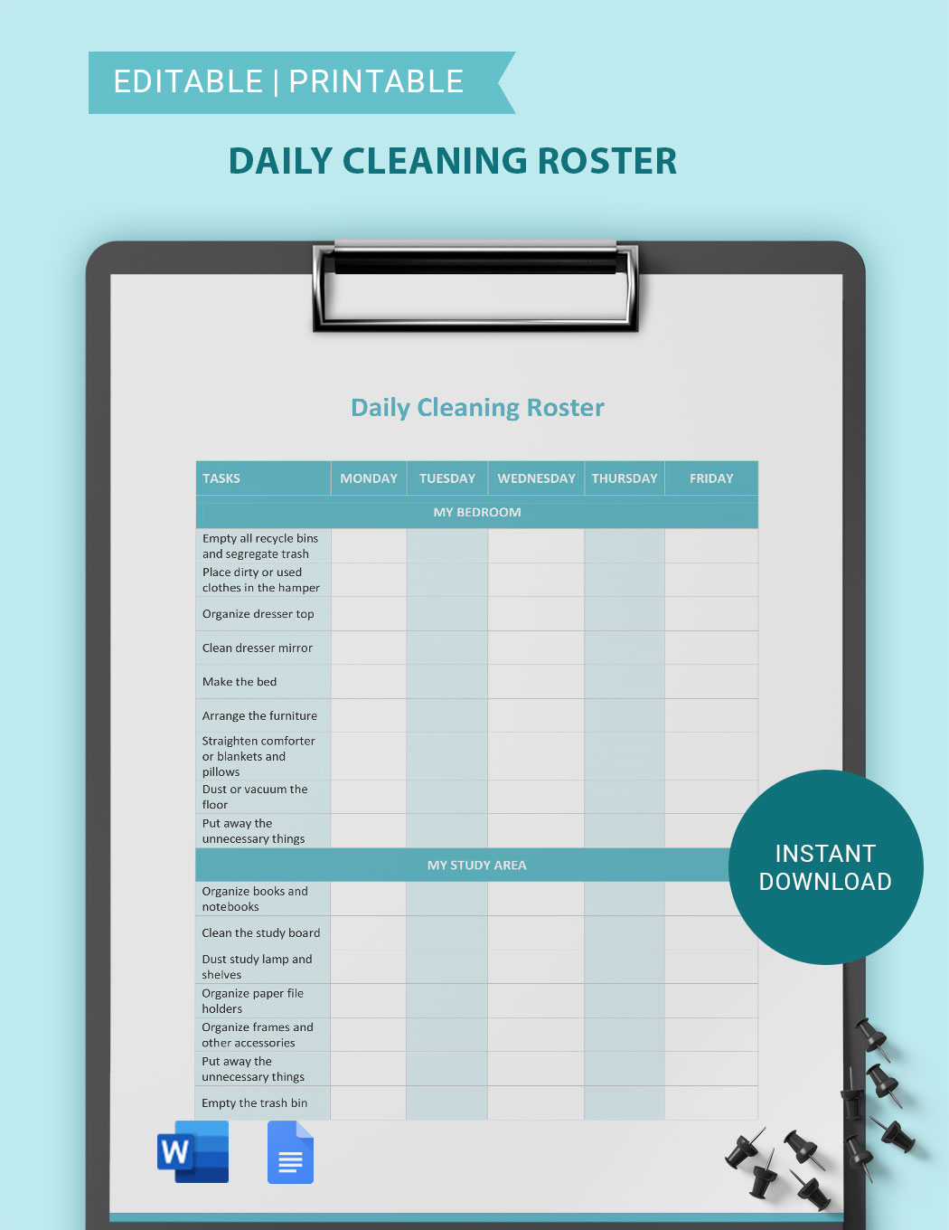 Daily Cleaning Roster Template Download In Word Google Docs 