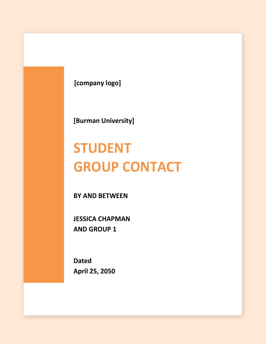 Student Group Contract Template