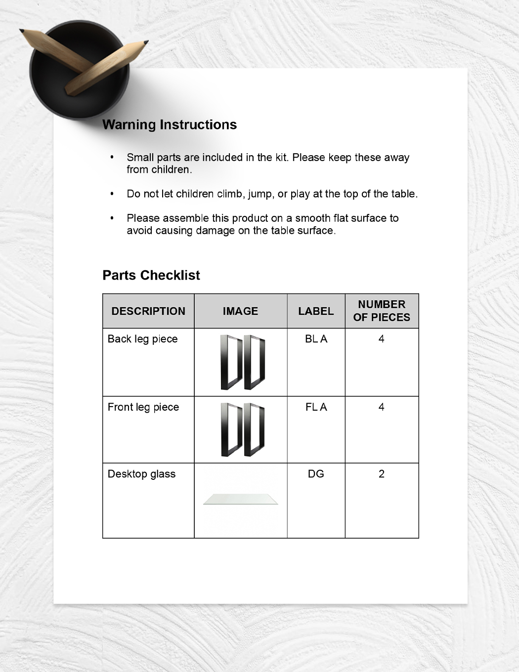 Assembly Instruction Manual Template Google Docs, Word