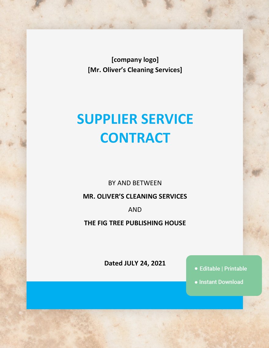 Supplier Service Contract Template