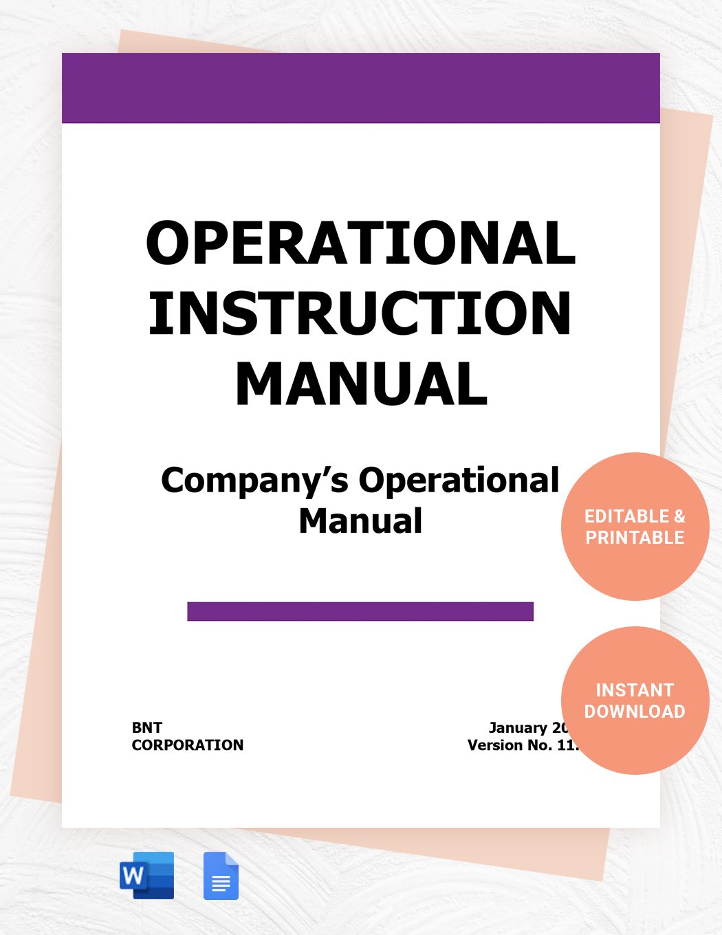Operational Instruction Manual Template in Word Google Docs Download