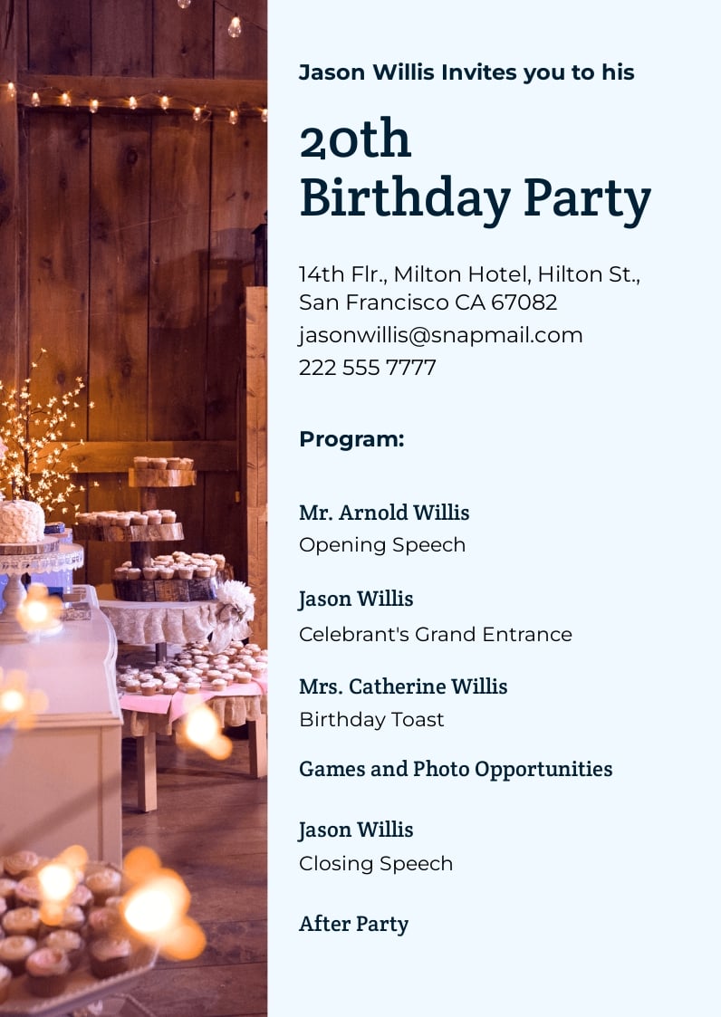 Free Editable Birthday Party Program Template