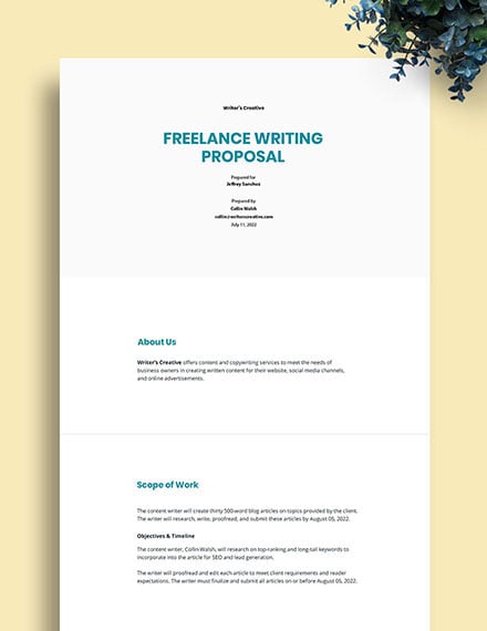 freelance bookkeeping job proposal template