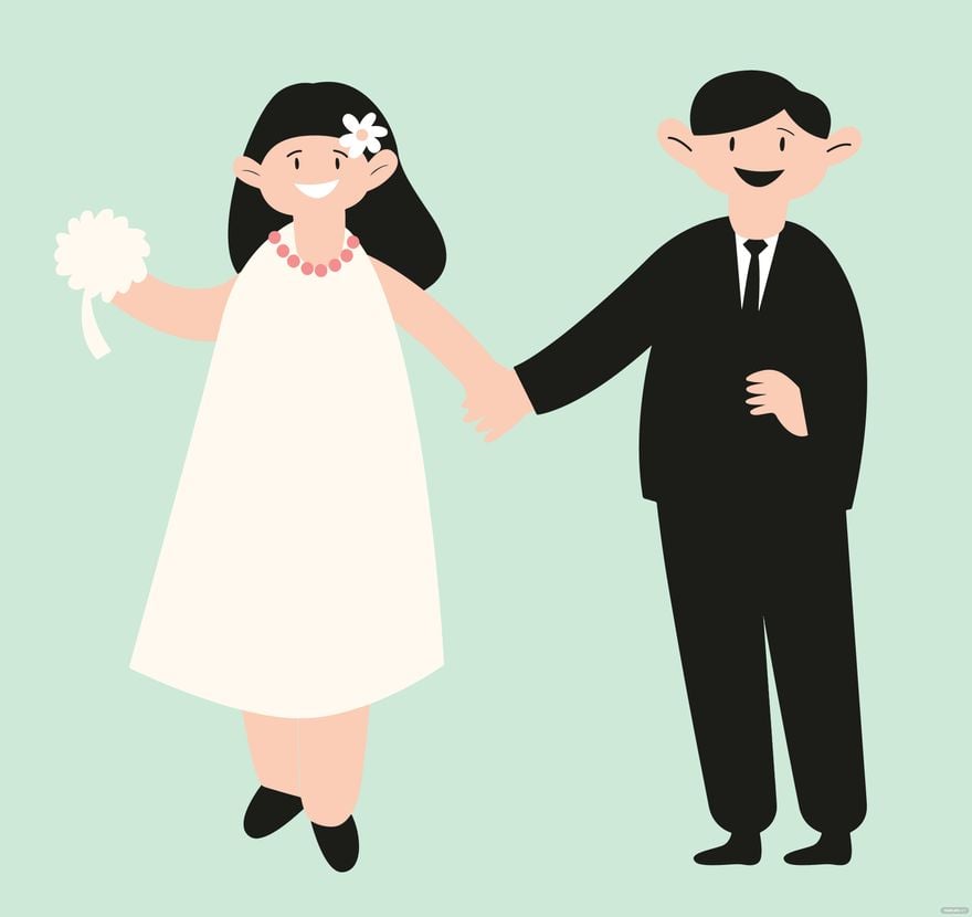 Free Cartoon Wedding Couple Illustration