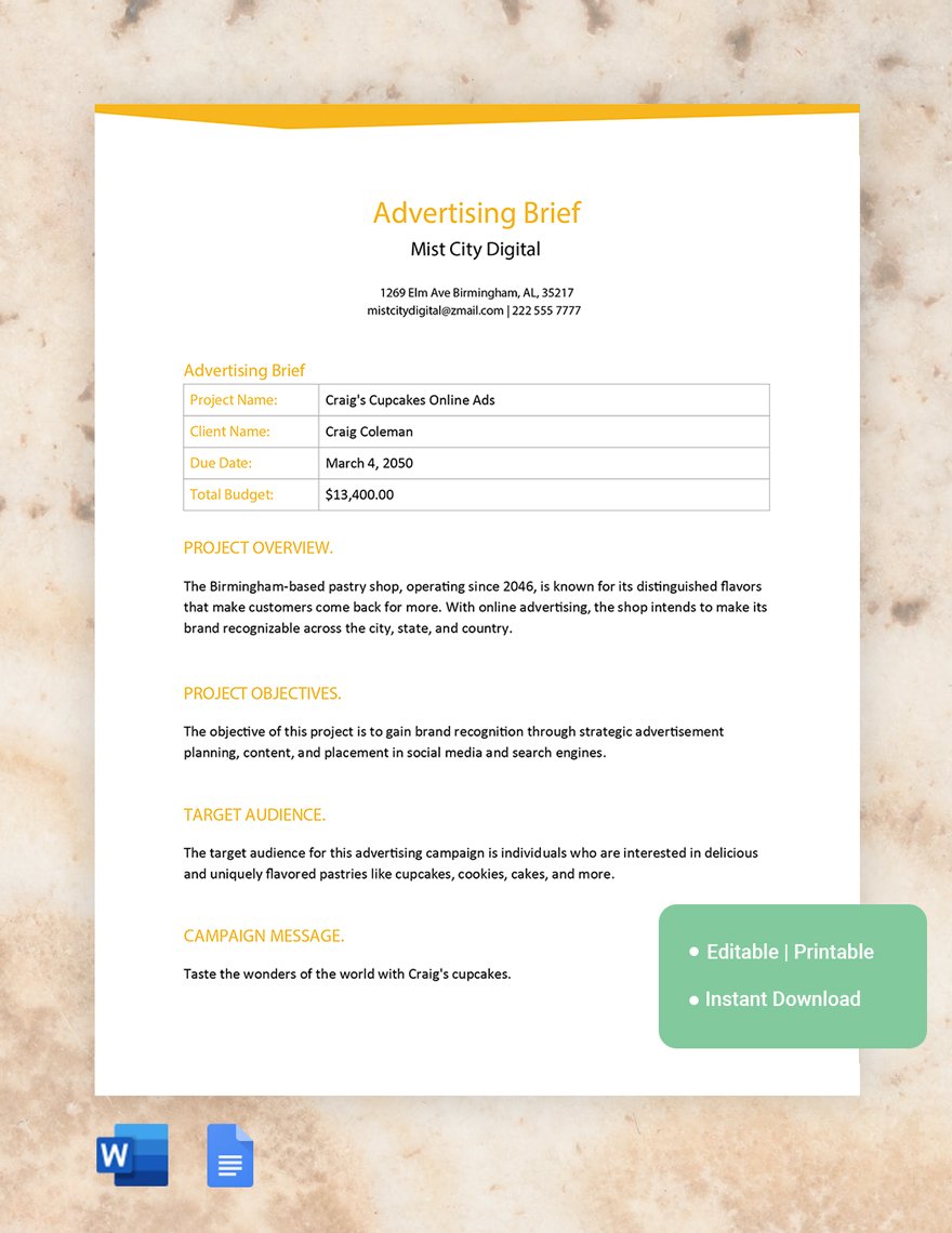 Advertising Brief Template