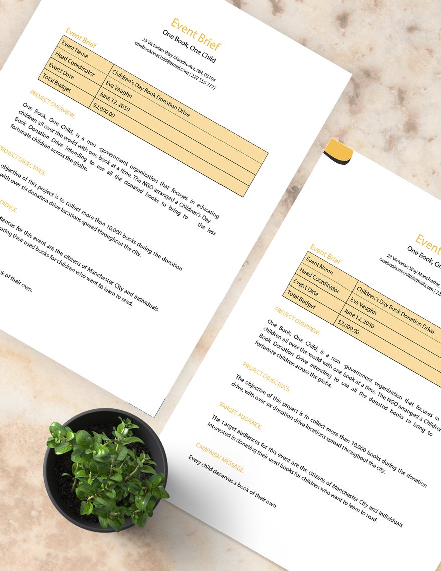 Event Brief Template